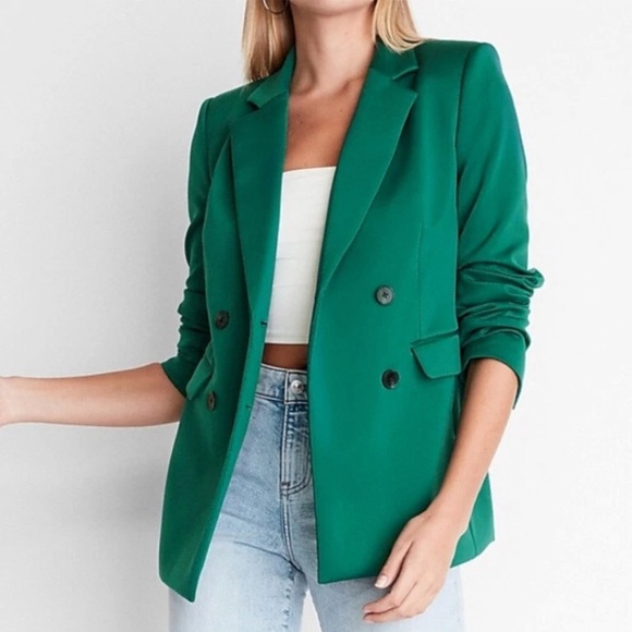 Express Jackets & Blazers - EXPRESS GREEN DOUBLE BREASTED BLAZER -small